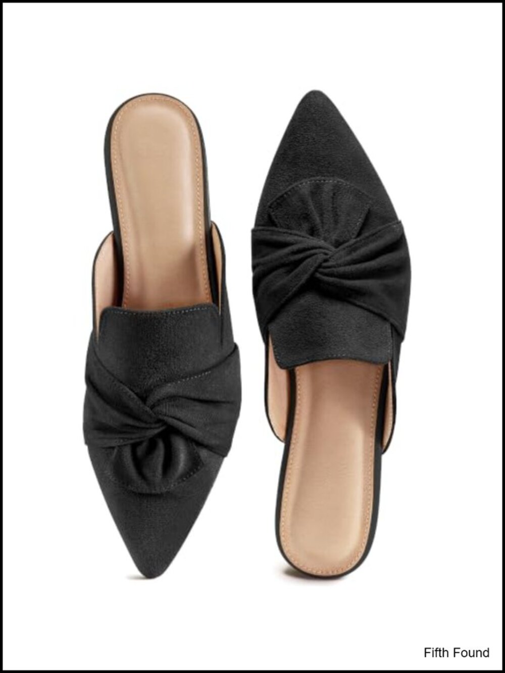 Suede Pointed Toe Mules with Bow Lightweight Slip-On Office Flats